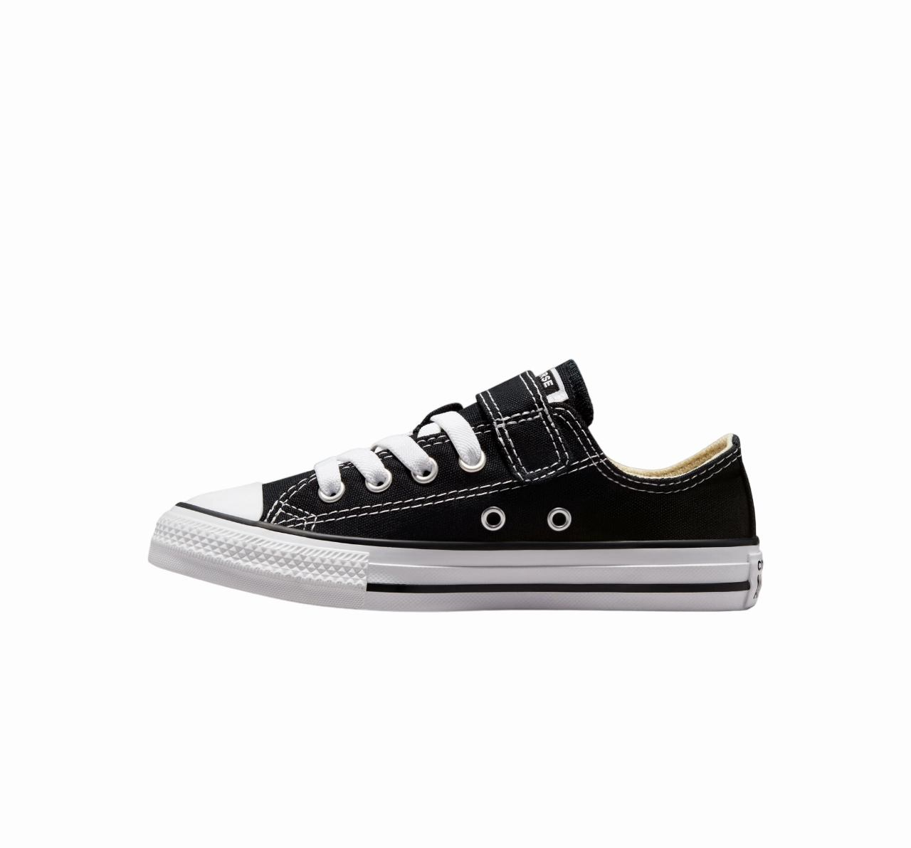 Converse scarpa sneaker da ragazzi con laccio elastico e velcro Chuck Taylor All Star 372881C nero bianco running in a dock area shoes