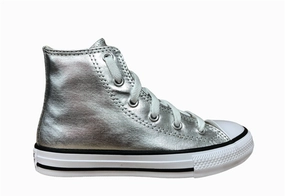 Converse scarpa sneakers alta alla caviglia da bambina Ctas Hi Metallic G 670179C argento metallico Posture