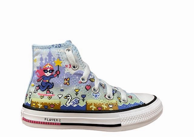 relay shoes spandex shoes Converse scarpa sneakers alta da bambina Ctas Hi Chambray 670170C celeste