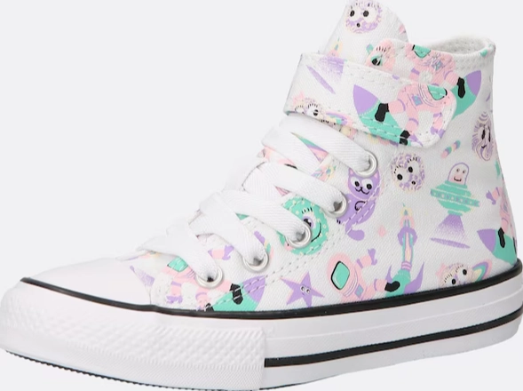 Converse scarpa sneakers da bambina alta con laccio elastico e velcro Ctas 1V HI A02968C bianco orthopedic running shoes Bootcamp