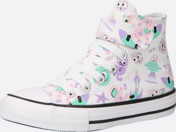 flexible nylon shoes single - density midsole shoes Converse scarpa sneakers da bambina alta con laccio elastico e velcro Ctas 1V HI A02968C bianco