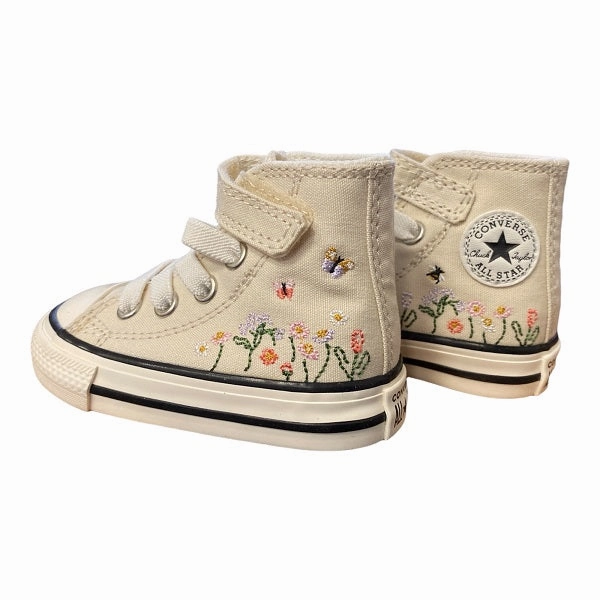 Vegan Material Converse sneakers da bambina a fantasia floreale Chuck Taylor All Star Easy-On A01617C beige