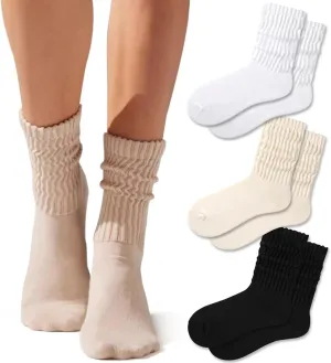 Crew Socks - Women's Multipair Cotton Cushioned Athletic Slouch Socks