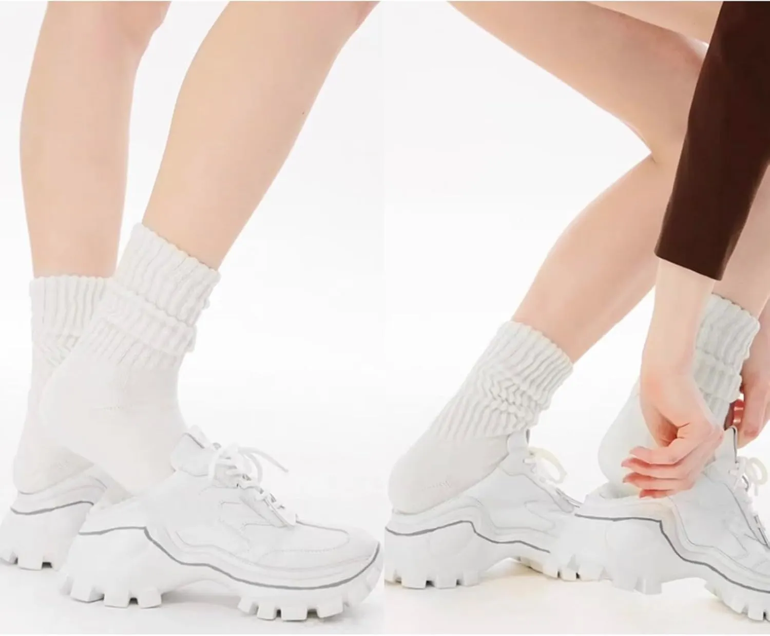 Crew Socks - Women's Multipair Cotton Cushioned Athletic Slouch Socks