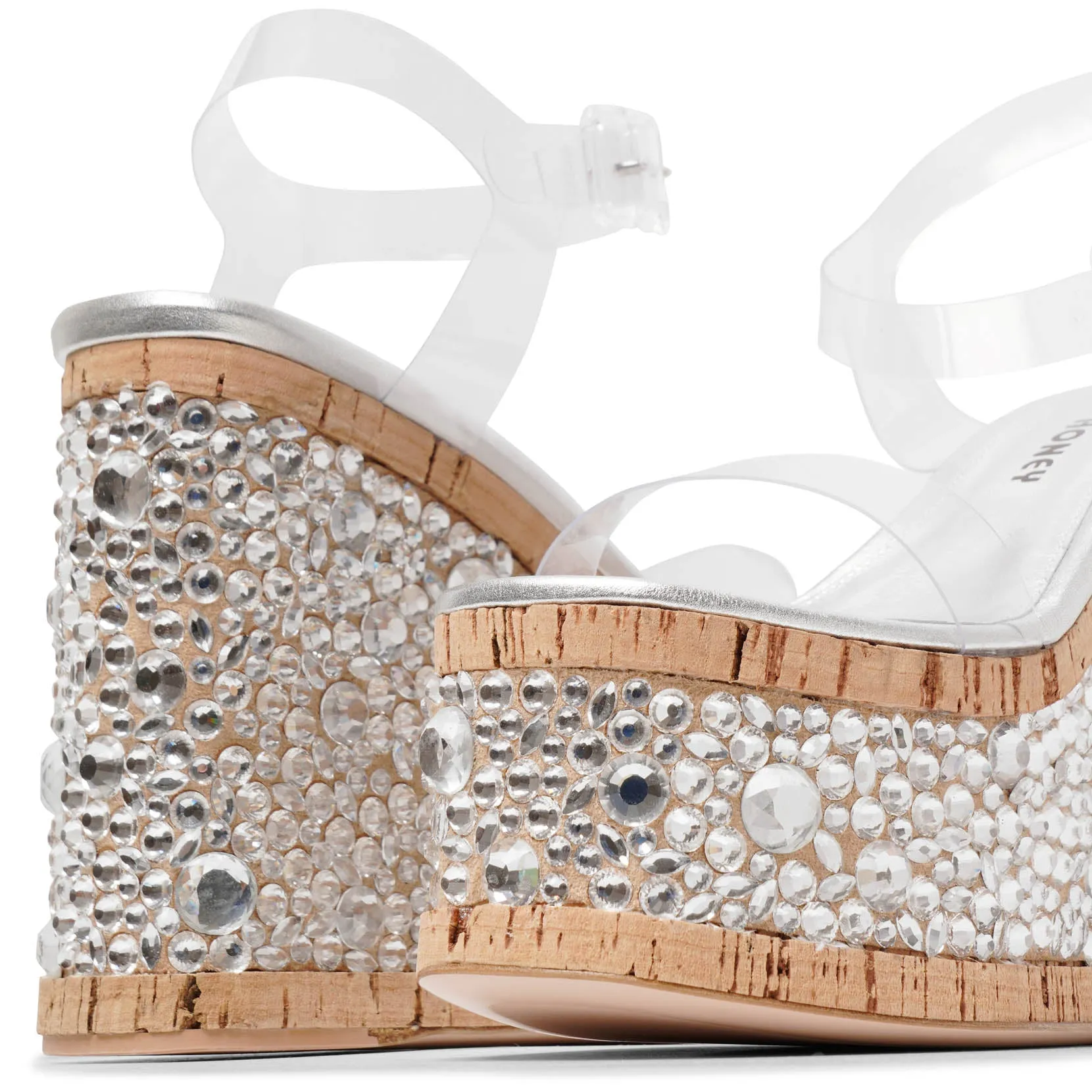Croco crystal clear PVC platform sandals