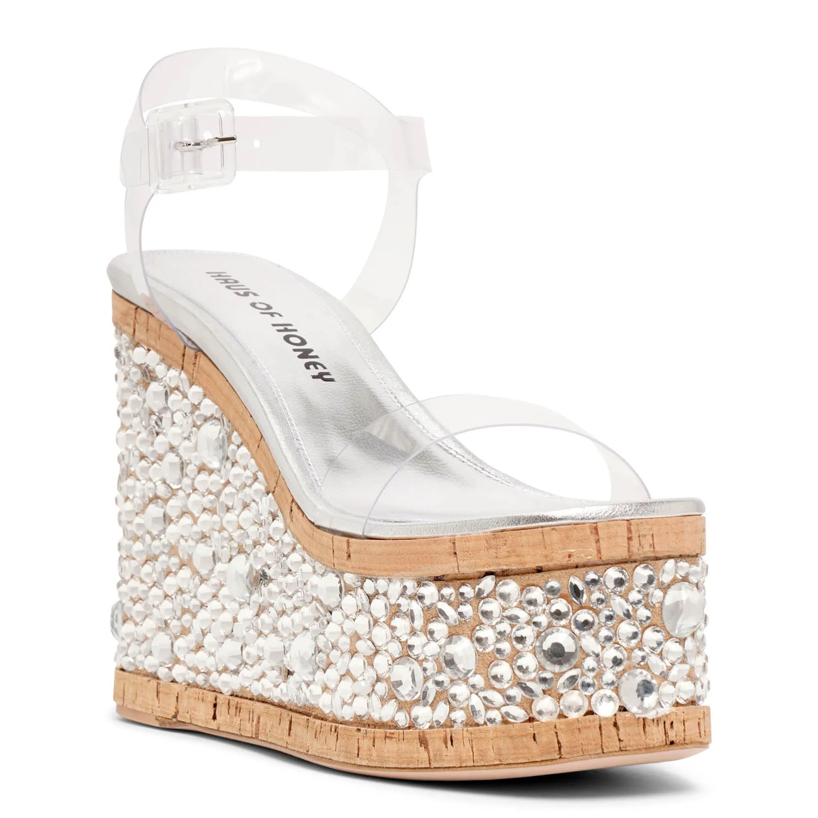 Croco crystal clear PVC platform sandals
