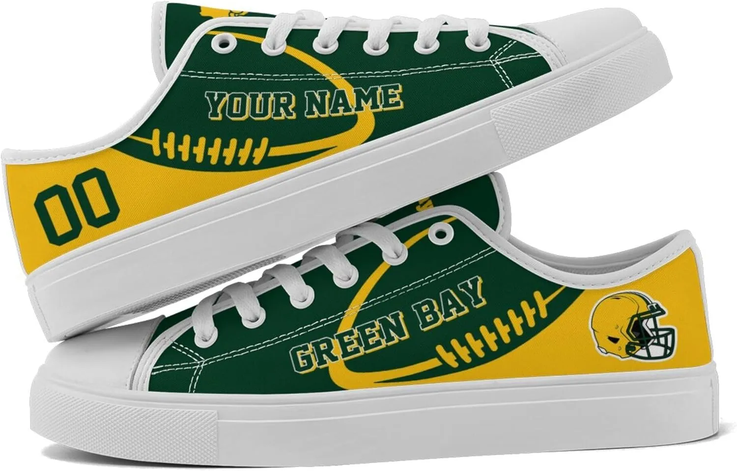 Custom Canvas Shoes,Personalized Custom Canvas Sneakers,Football Style Casual Shoes,Casual Sneakers Lace up Shoes for Women Men Fans Gift