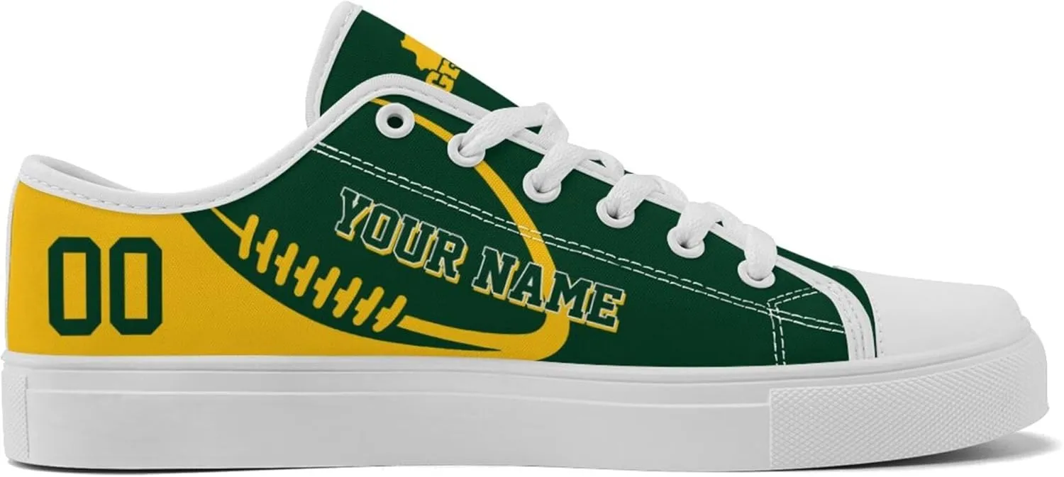 Custom Canvas Shoes,Personalized Custom Canvas Sneakers,Football Style Casual Shoes,Casual Sneakers Lace up Shoes for Women Men Fans Gift