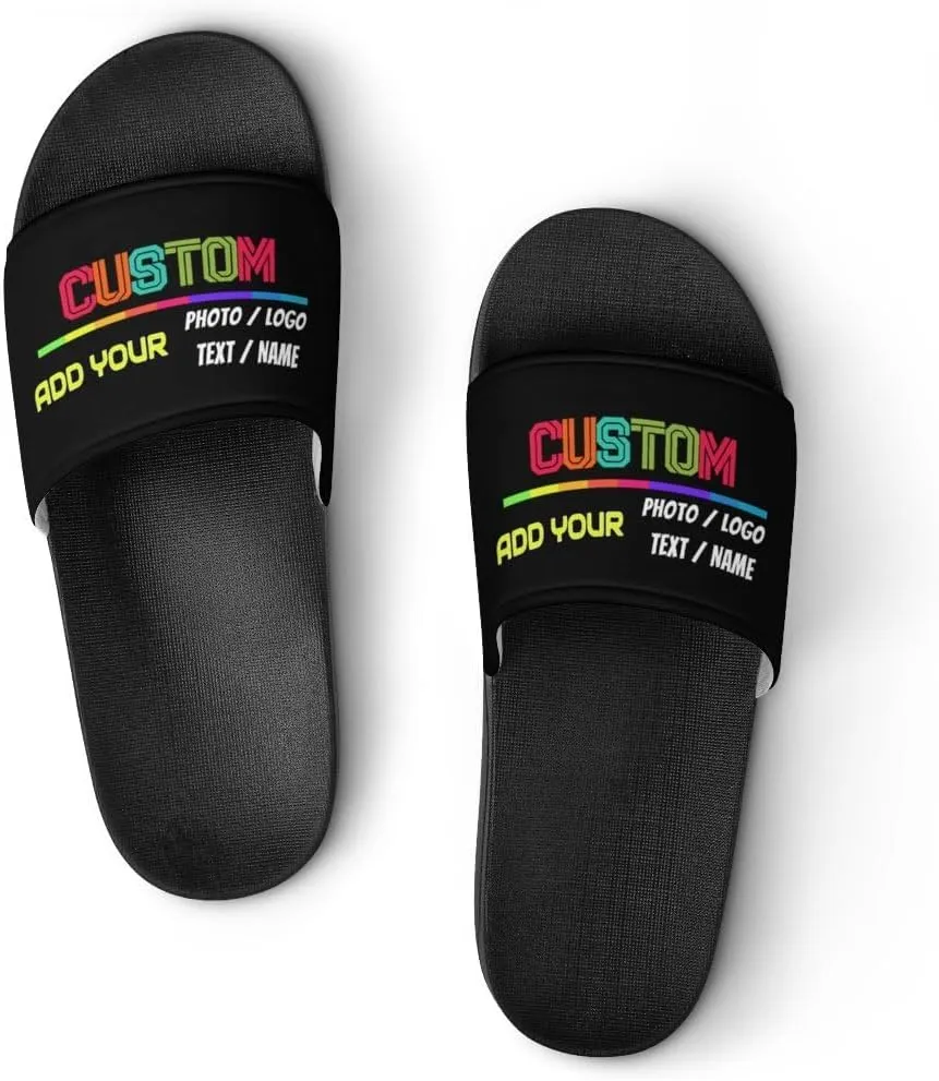 Custom Personalized Slides Comfort Bathroom Shower Slides, Slippers With Name And Photo, Customized Comfort Shower Sandals For Women Men