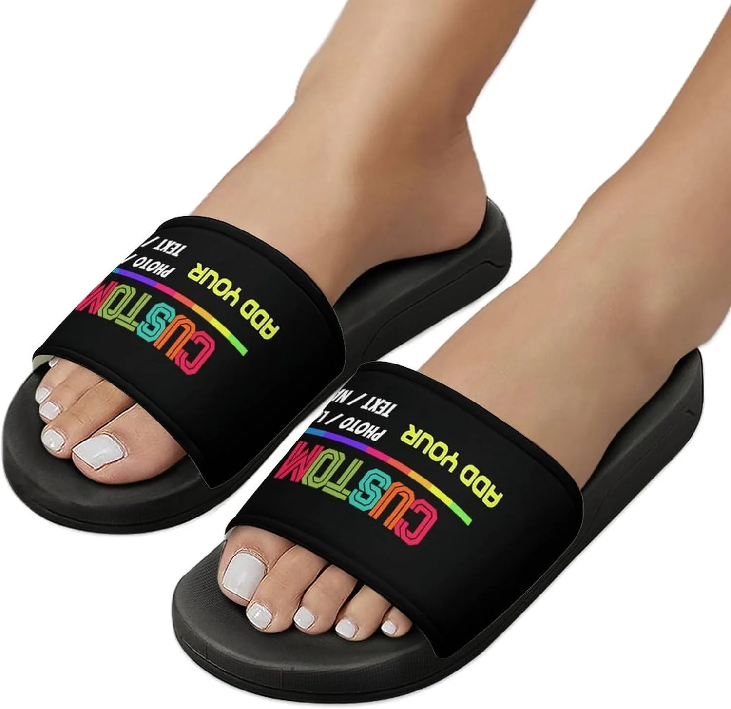 Custom Personalized Slides Comfort Bathroom Shower Slides, Slippers With Name And Photo, Customized Comfort Shower Sandals For Women Men