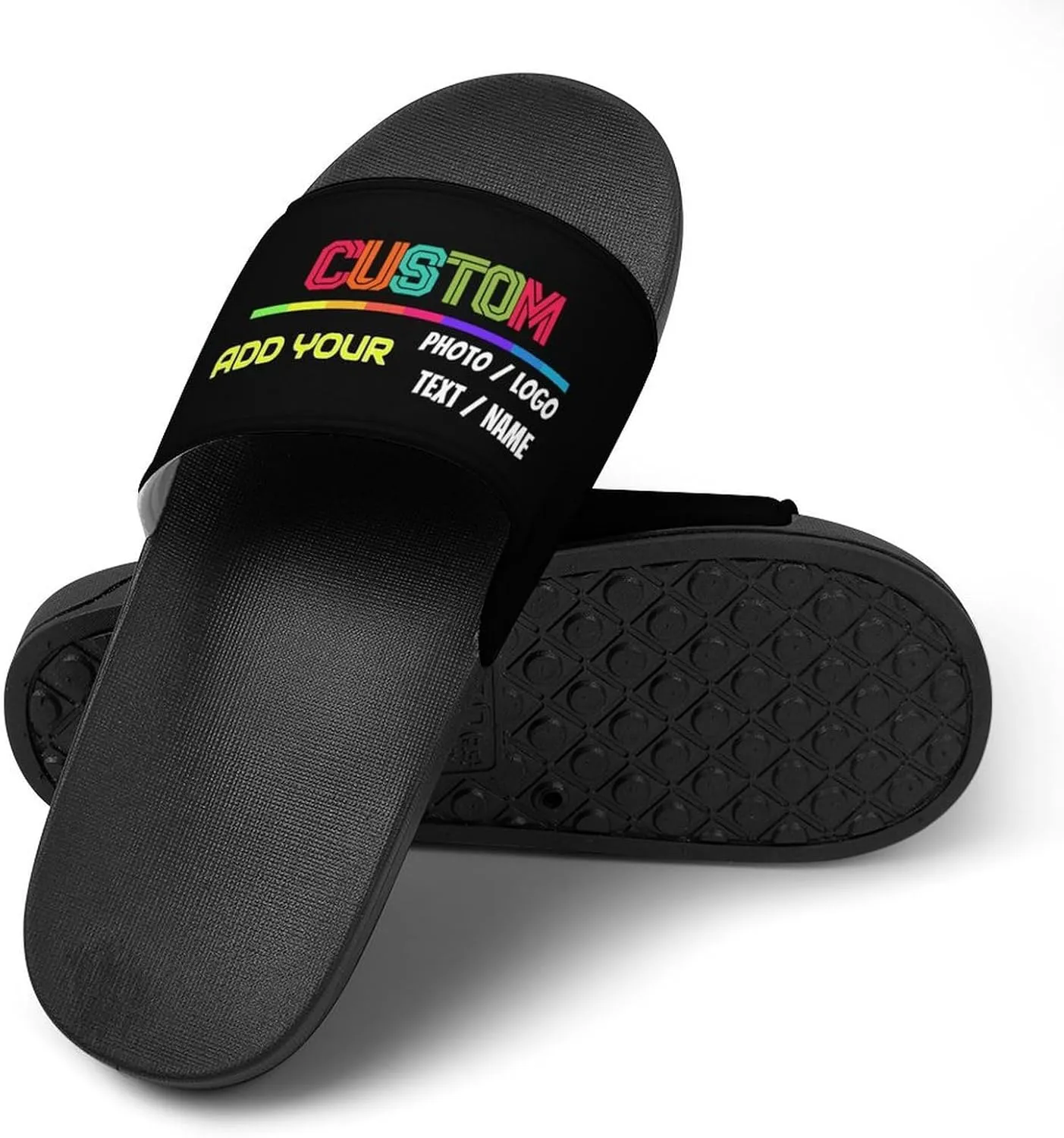 Custom Personalized Slides Comfort Bathroom Shower Slides, Slippers With Name And Photo, Customized Comfort Shower Sandals For Women Men