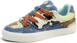 Cute Blue Star Shoes for Women Chunky Platform Lace-up Comfortable Slip-Resistant Lightweight Soles Softy Casual Sneakers Kawaii Y2K Retro Pretty Pastel Gifts for Girls