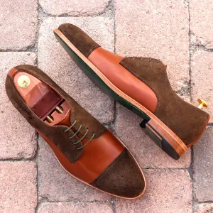 DapperFam Vero in Med Brown / Khaki Men's Italian Leather & Lux Suede Derby