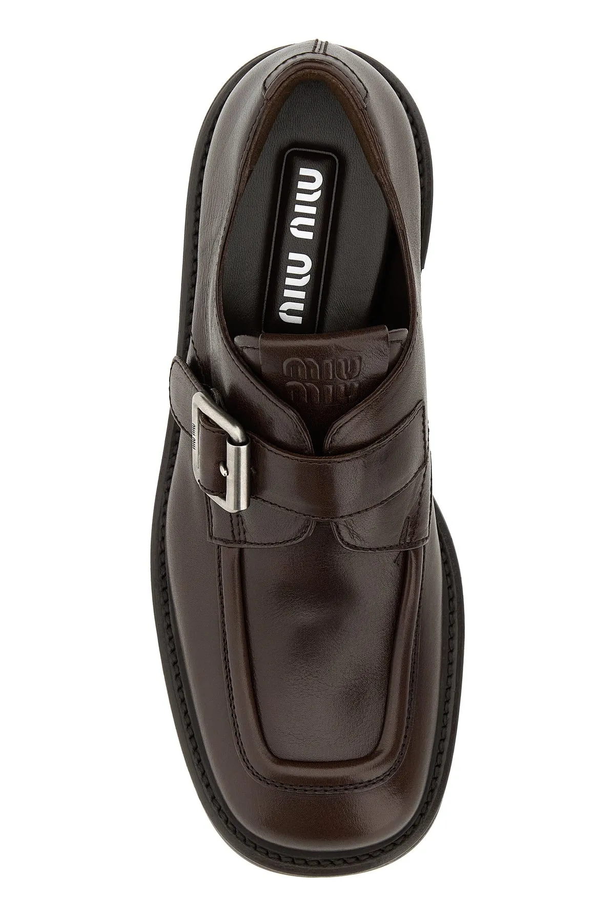 Dark brown leather monk strap shoes
