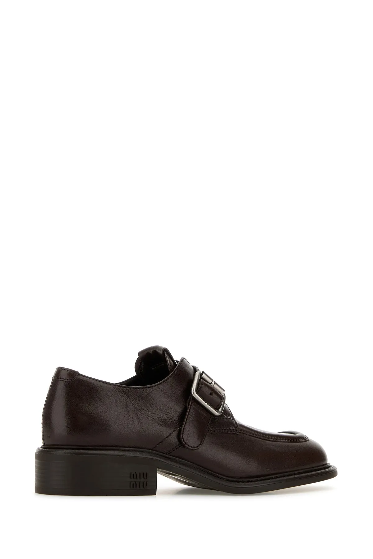 Dark brown leather monk strap shoes
