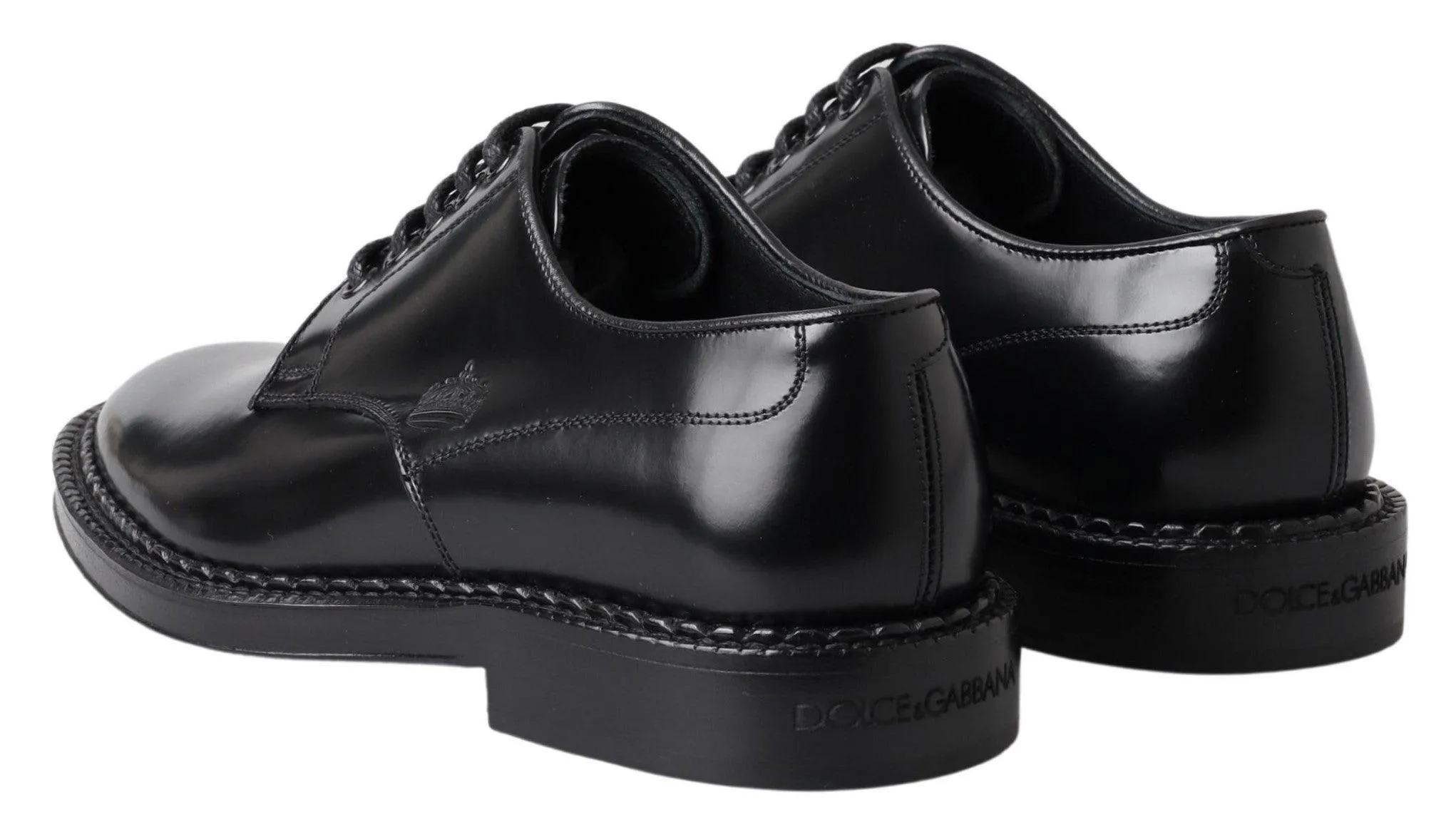 Dolce & Gabbana Black Leather Formal Dress Men Derby Shoes