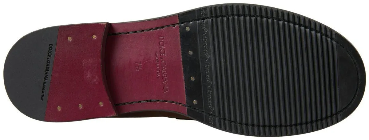 Dolce & Gabbana Bordeaux Leather Loafers Formal Shoes