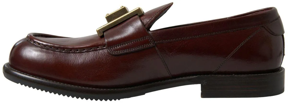 Dolce & Gabbana Bordeaux Leather Loafers Formal Shoes