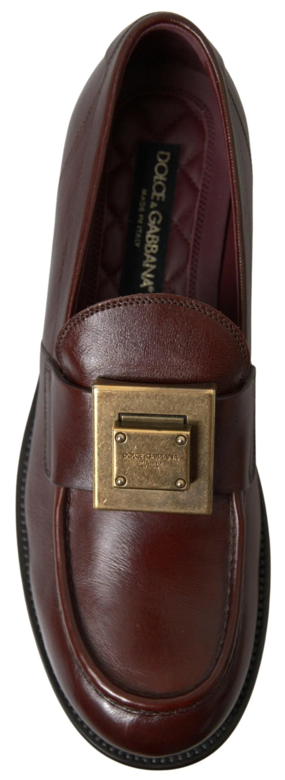 Dolce & Gabbana Bordeaux Leather Loafers Formal Shoes