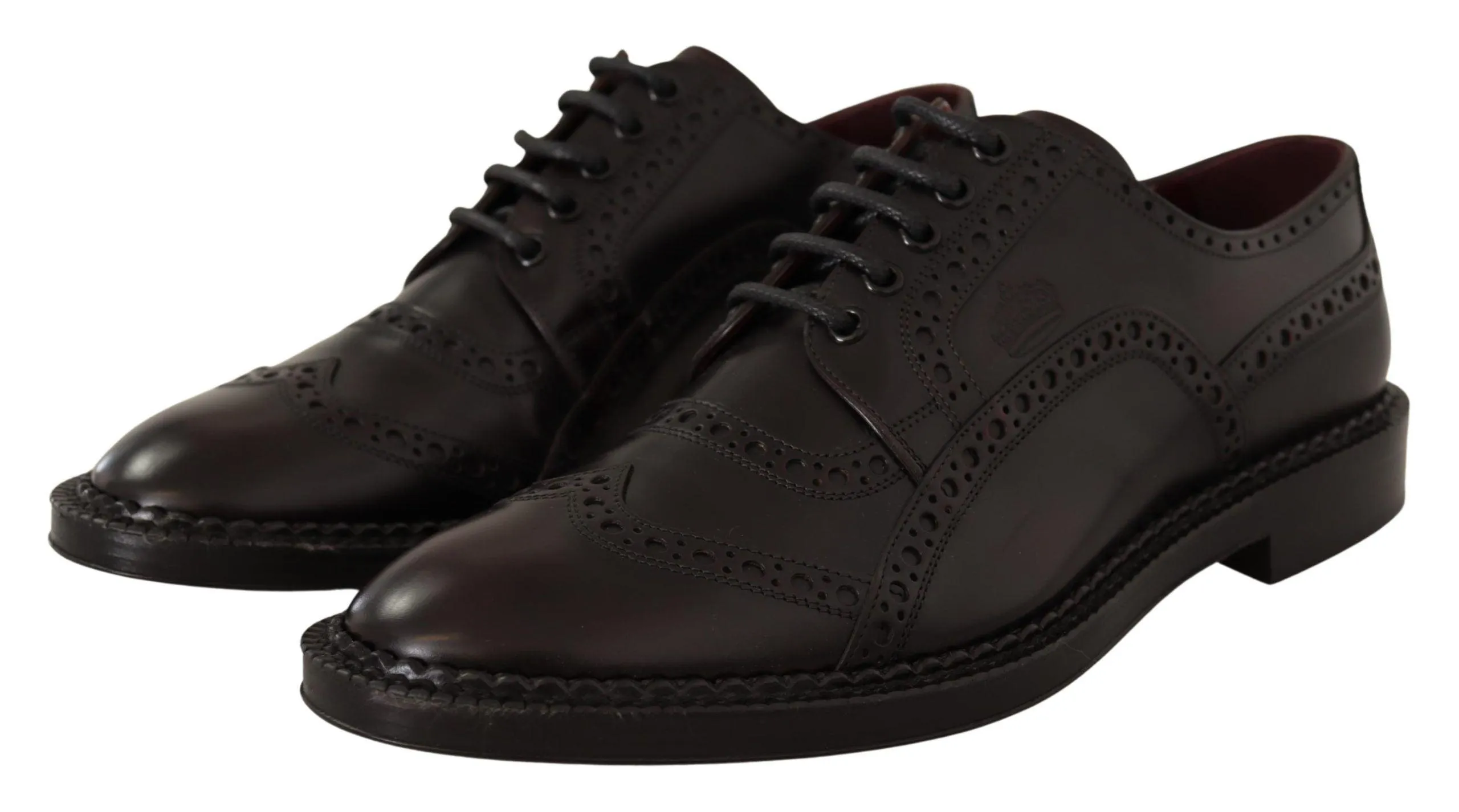 Dolce & Gabbana Purple Derby Perforated Embossed Crown Shoes