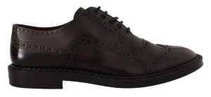 Dolce & Gabbana Purple Derby Perforated Embossed Crown Shoes