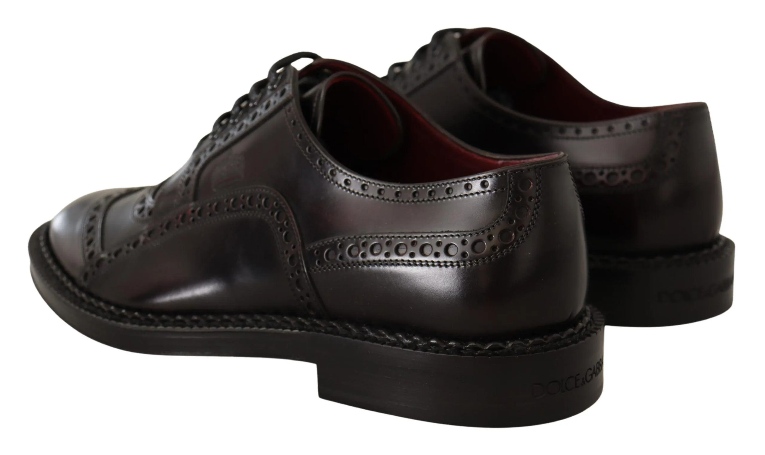 Dolce & Gabbana Purple Derby Perforated Embossed Crown Shoes