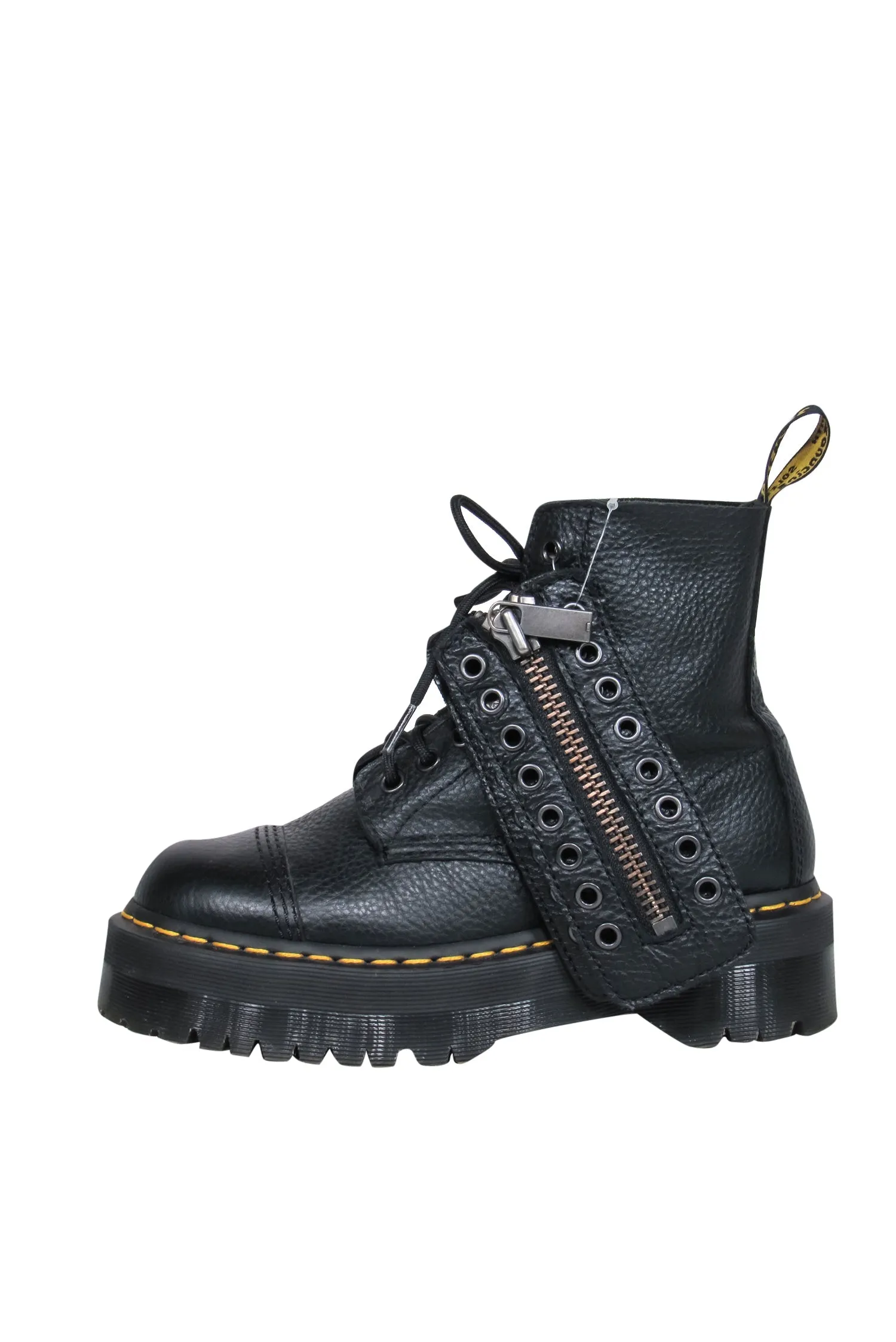 Dr. Martens - Black Pebbled Leather Platform Combat Boots Sz 7