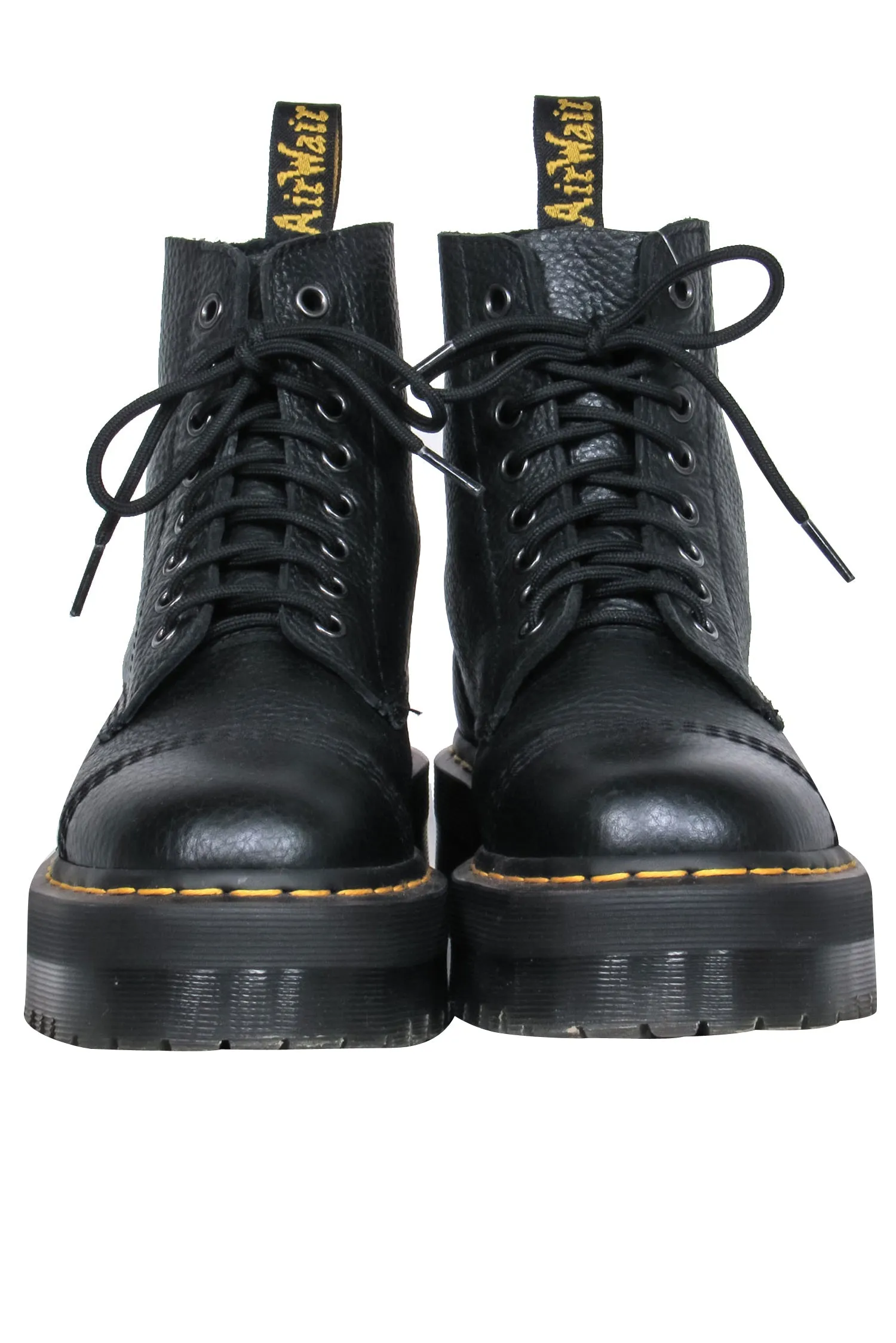 Dr. Martens - Black Pebbled Leather Platform Combat Boots Sz 7