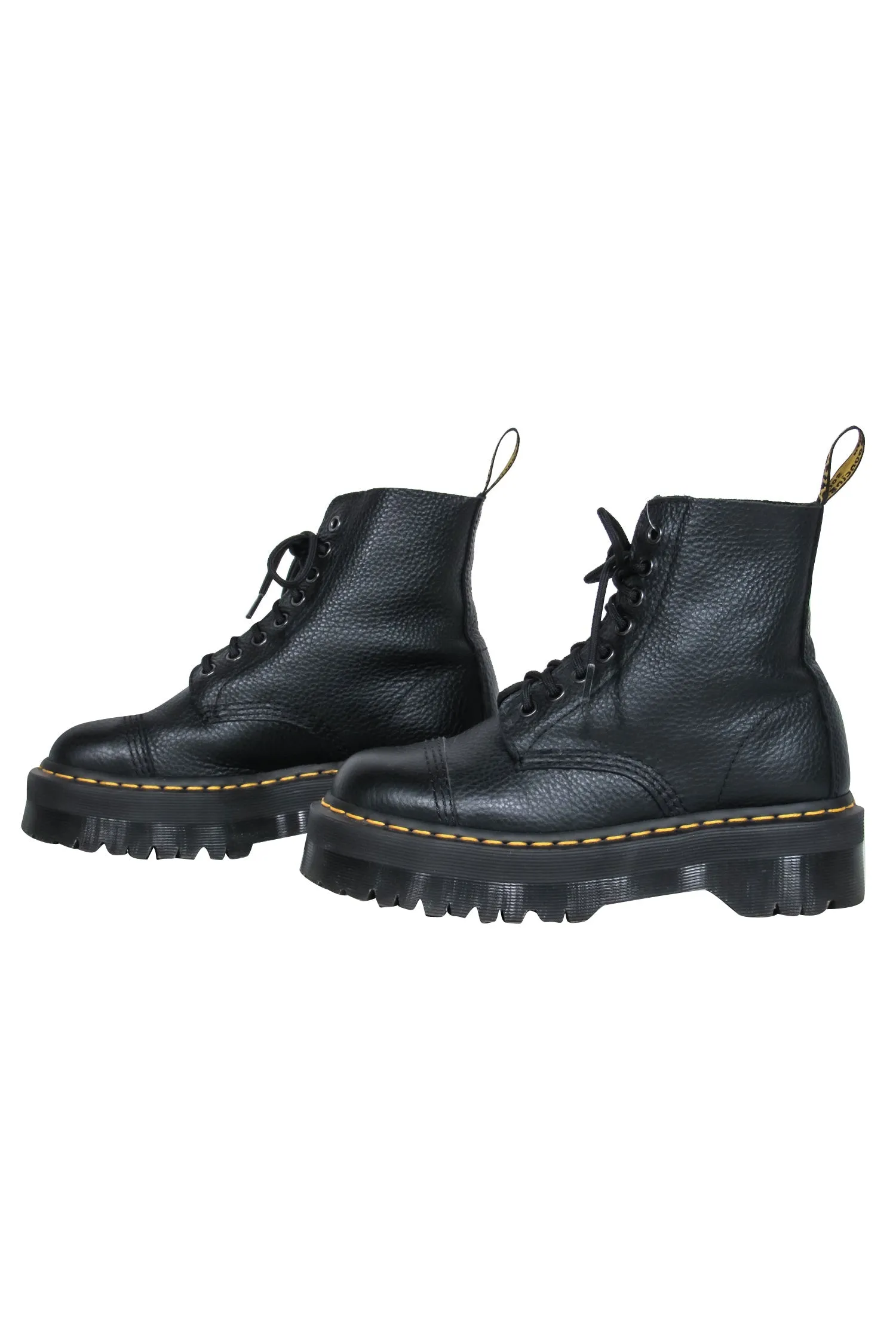 Dr. Martens - Black Pebbled Leather Platform Combat Boots Sz 7