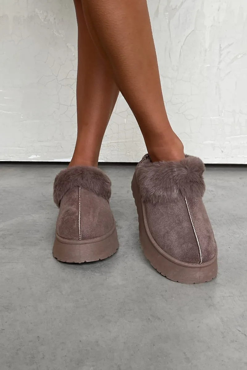 DREAMER Mini Platform Ankle Slippers - Mocha