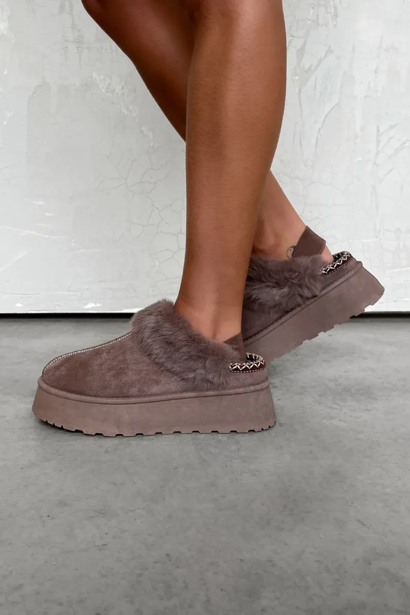 DREAMER Mini Platform Ankle Slippers - Mocha
