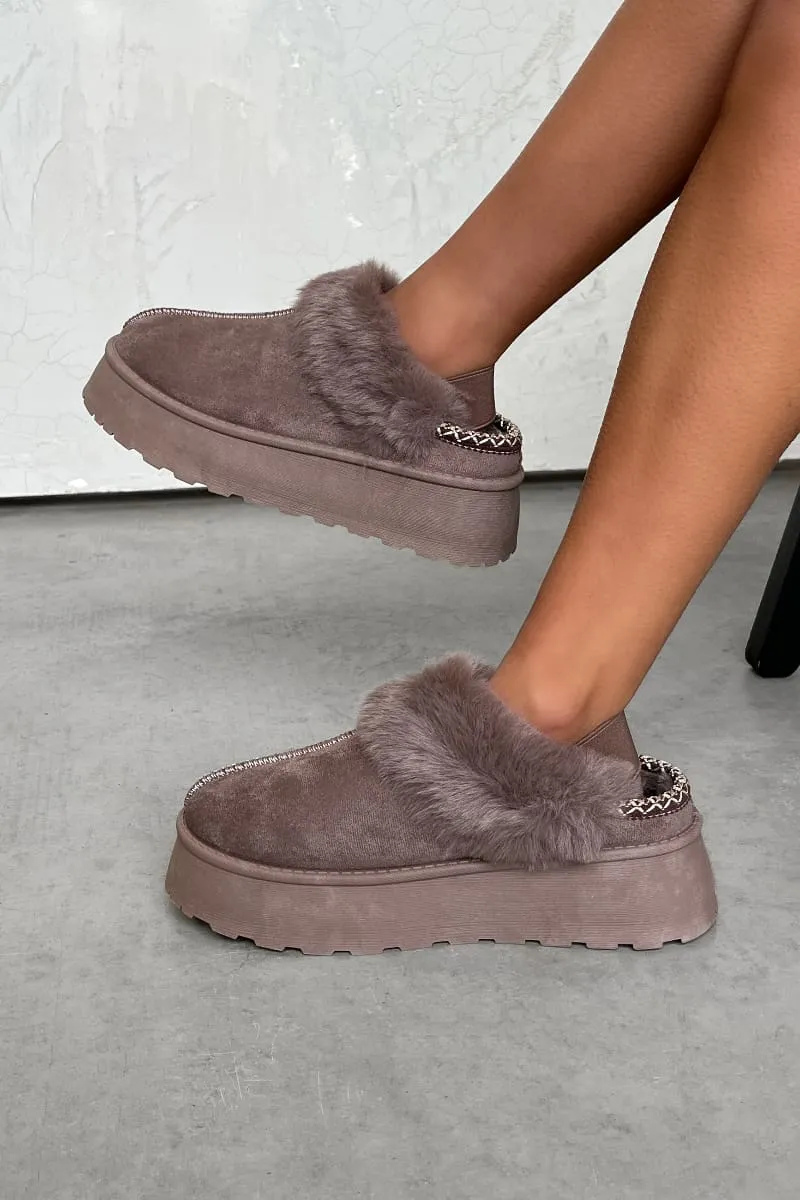 DREAMER Mini Platform Ankle Slippers - Mocha
