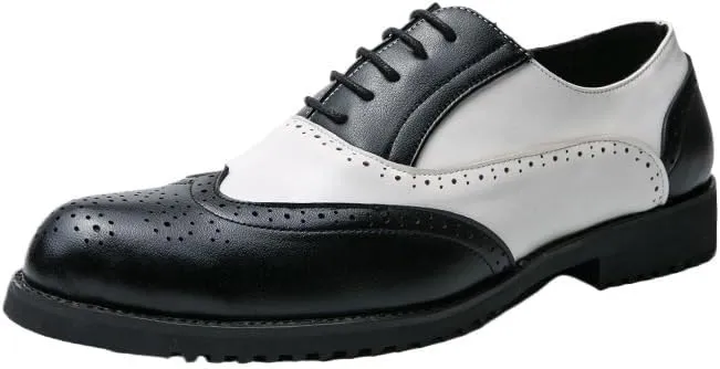 Dress Formal Shoes for Mens Lace Up Prom Wingtip Vegan Leather Heel Non Slip Anti-Slip Low Top Rubber Sole Outdoor