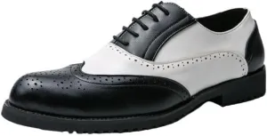 Dress Formal Shoes for Mens Lace Up Prom Wingtip Vegan Leather Heel Non Slip Anti-Slip Low Top Rubber Sole Outdoor