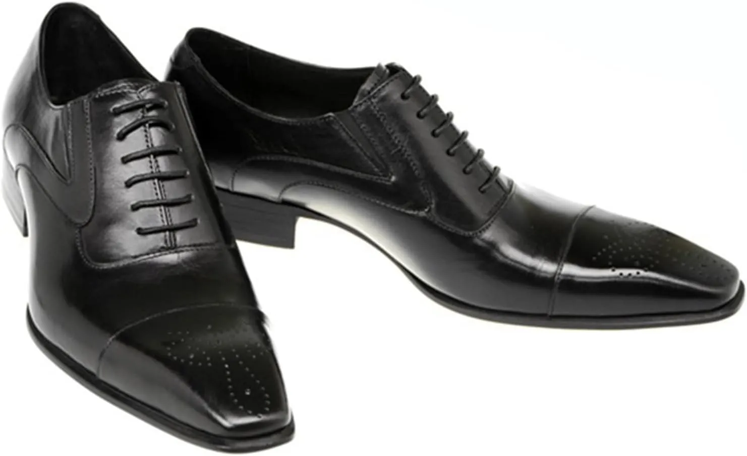 Dress Oxford for Men Lace Up Square Toe Cap Toe PU Leather Rubber Sole Non Slip Block Heel Party