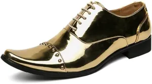 Dress Oxford Formal Shoes for Men Lace Up Square Toe PU Leather Cap Toe Oxford Shoes Anti-Slip Non Slip Rubber Sole Prom