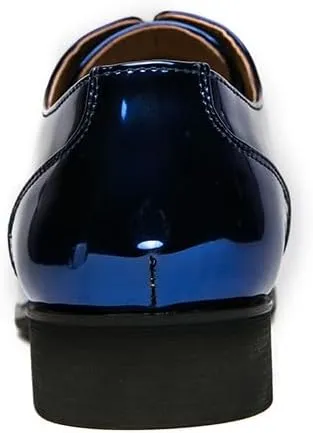 Dress Oxford Formal Shoes for Men Lace Up Square Toe PU Leather Cap Toe Oxford Shoes Anti-Slip Non Slip Rubber Sole Prom