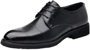 Dress Oxford Formal Shoes for Mens Classic Lace Up Prom Pointed Toe Spanish Leather Prom Wedding Anti-Slip Non Slip Rubber Sole Block Heel Casual Shoe