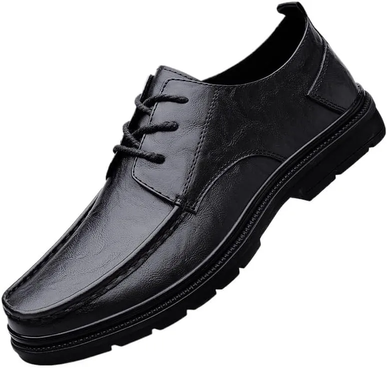 Dress Oxford Formal Shoes for Men's Lace Up Wedding Brogue Synthetic Leather Block Heel Tuxedo