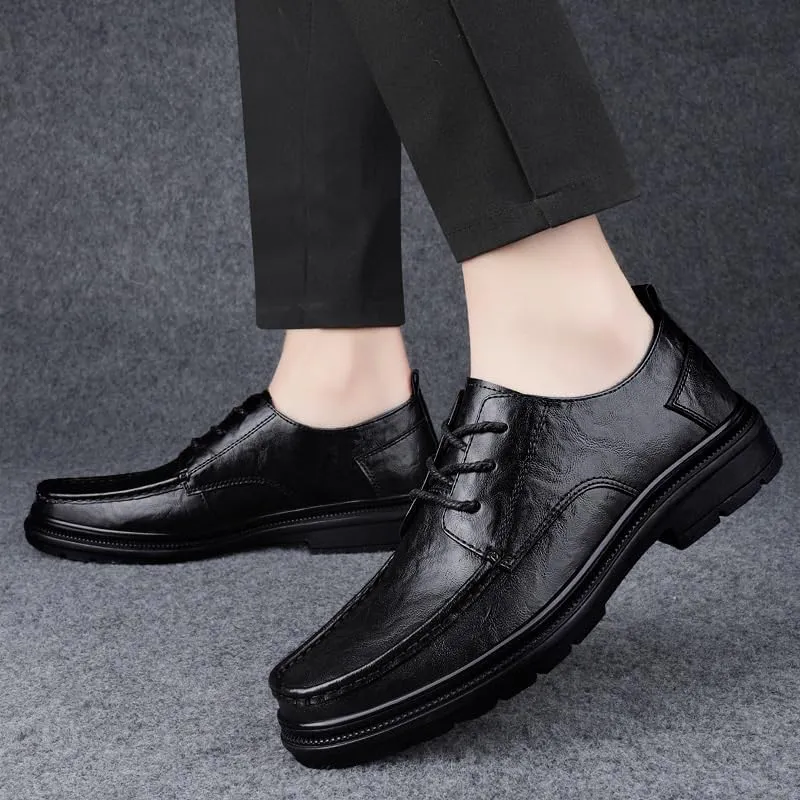 Dress Oxford Formal Shoes for Men's Lace Up Wedding Brogue Synthetic Leather Block Heel Tuxedo