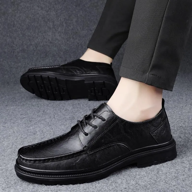 Dress Oxford Formal Shoes for Men's Lace Up Wedding Brogue Synthetic Leather Block Heel Tuxedo