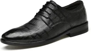 Dress Shoes for Men Lace Up Round Toe Genuine Leather Cap Toe Shoes Casual Work Office Comfortable Business Shoes