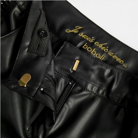 Elastic waist Boboli short ecopelle per ragazza 727512 890 nero