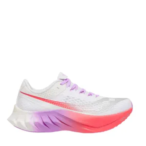 Stabilizing Heel Cage All Surface Traction Saucony Women's Endorphin Pro 4 Running Shoes in White/Crocus AW25