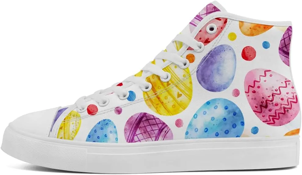 Easter Eggs High Top Canvas Shoes Easter Day High Top Sneakers Lace Up Casual Shoes Gifts for Men Women