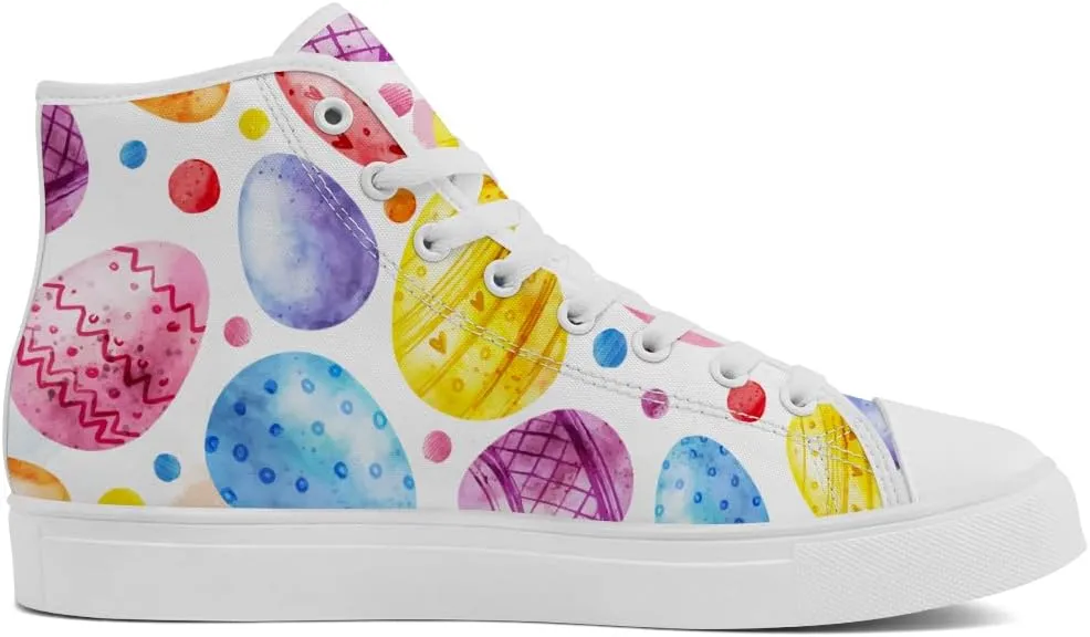 Easter Eggs High Top Canvas Shoes Easter Day High Top Sneakers Lace Up Casual Shoes Gifts for Men Women
