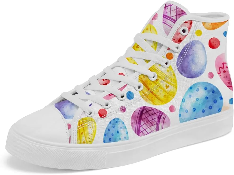 Easter Eggs High Top Canvas Shoes Easter Day High Top Sneakers Lace Up Casual Shoes Gifts for Men Women