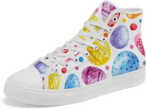 Easter Eggs High Top Canvas Shoes Easter Day High Top Sneakers Lace Up Casual Shoes Gifts for Men Women