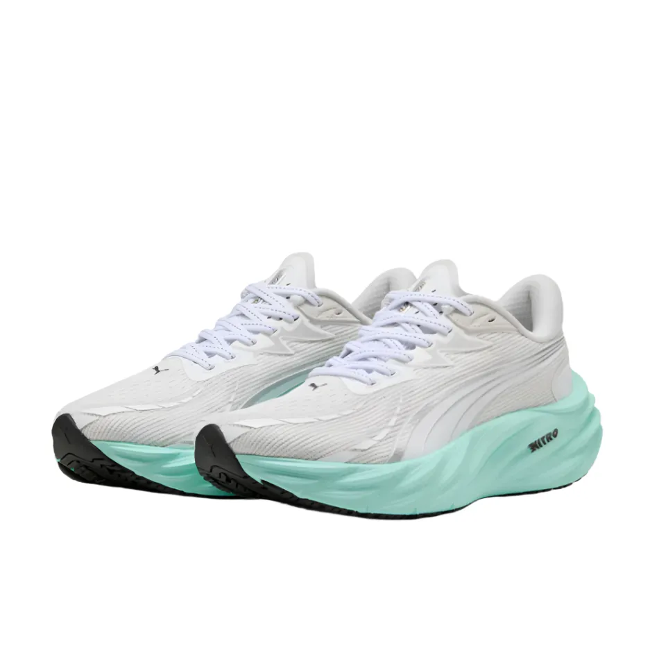 PUMA Women's Velocity NITRO 4 Running Shoes in PUMA White/Mint Melt AW25 Non Toxic Fabric