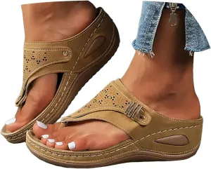 Eduavar Orthopedic Sandals for Women, Womens Sandals Comfortable Flip Flops with Arch Support Summer Beach Sandals Slippers